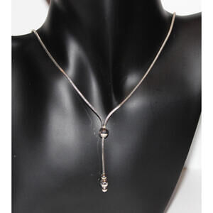 Vintage Milor 925 Italy Sterling Silver Lariat Snake Chain Necklace 18” 9.9g